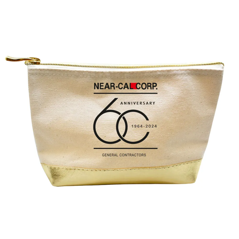 Canvas Cosmetic Pouch with Gold Metallic Boot 2