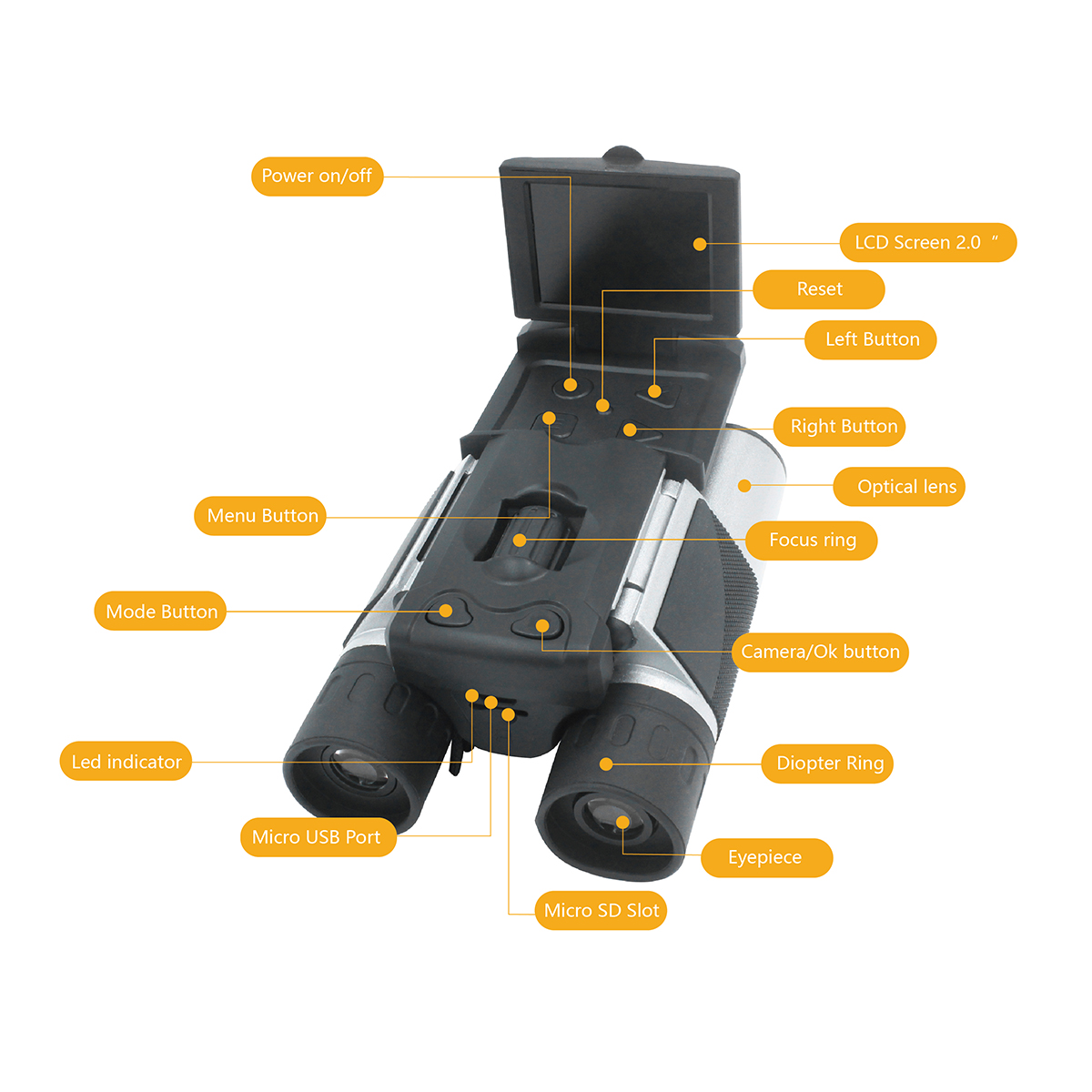 Digital Binoculars with Telescope Camera, LCD Display and 2.5K Camcorder 6
