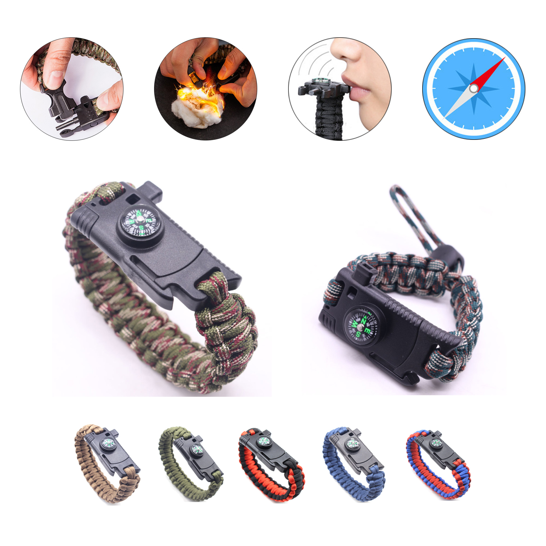 Multifunction 5-in-1 Outdoor Paracord Survival Bracelet 2