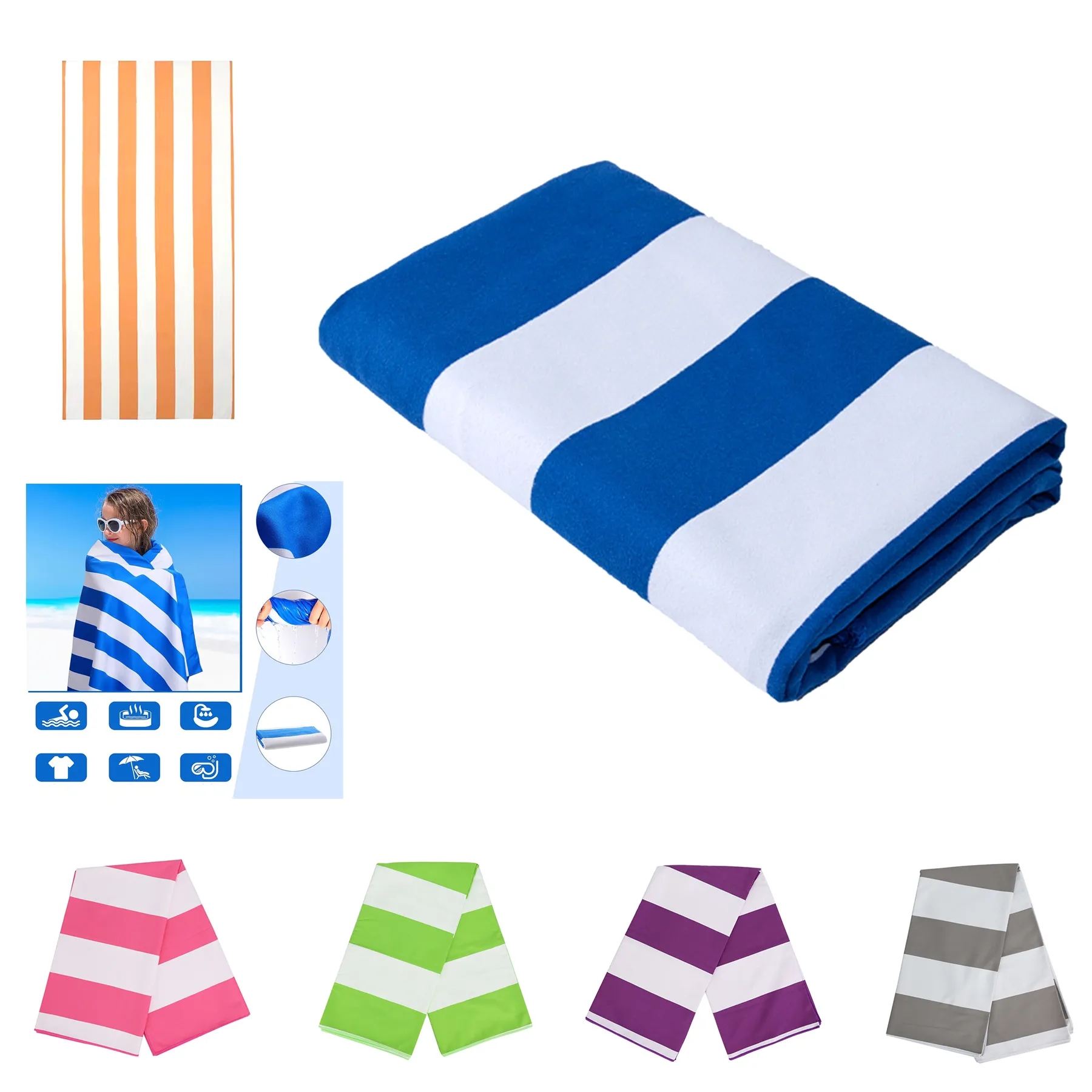 Striped Large Microfiber Beach Towel 4