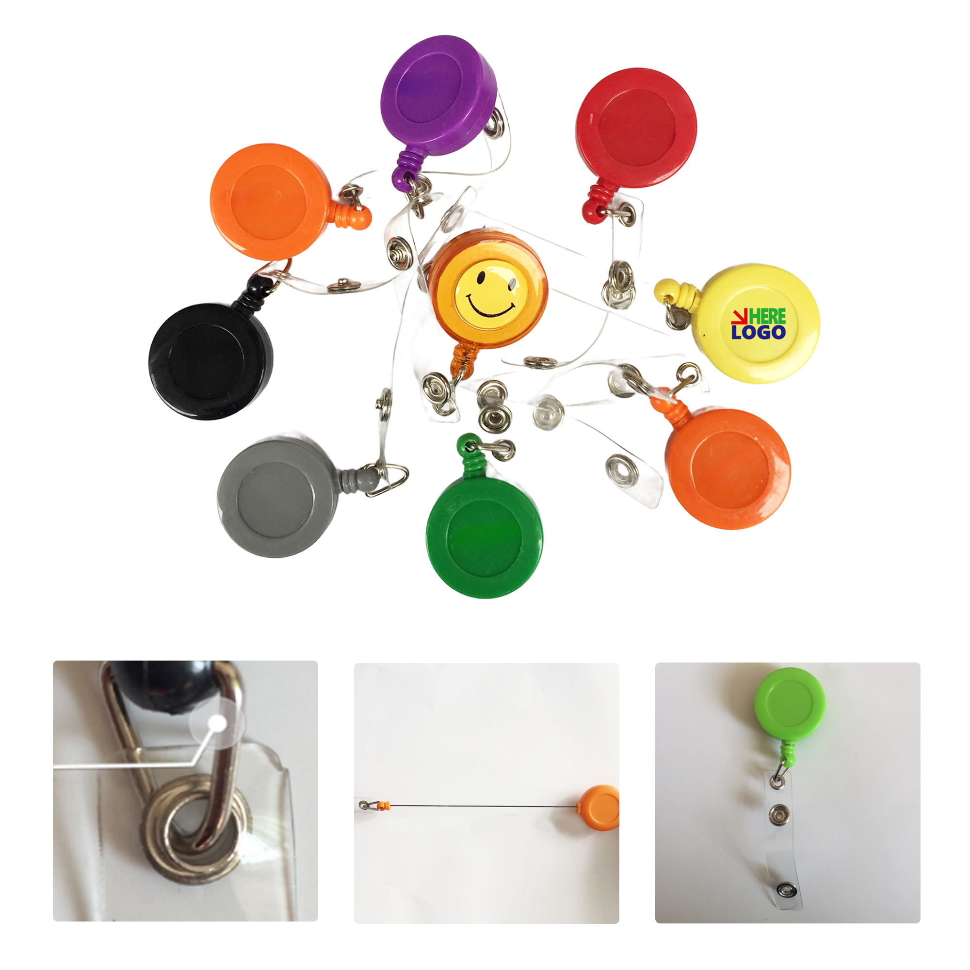MOQ50 Round Retractable Badge Reel for ID Card Holders 2