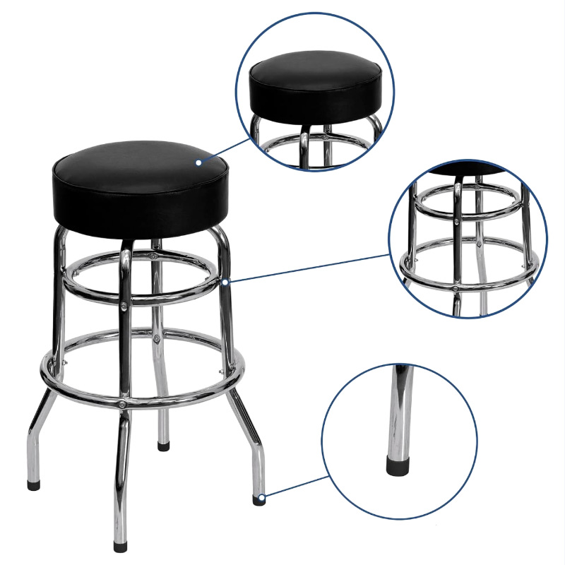 High Quality Padded Swivel Bar Stool Chrome Base 1