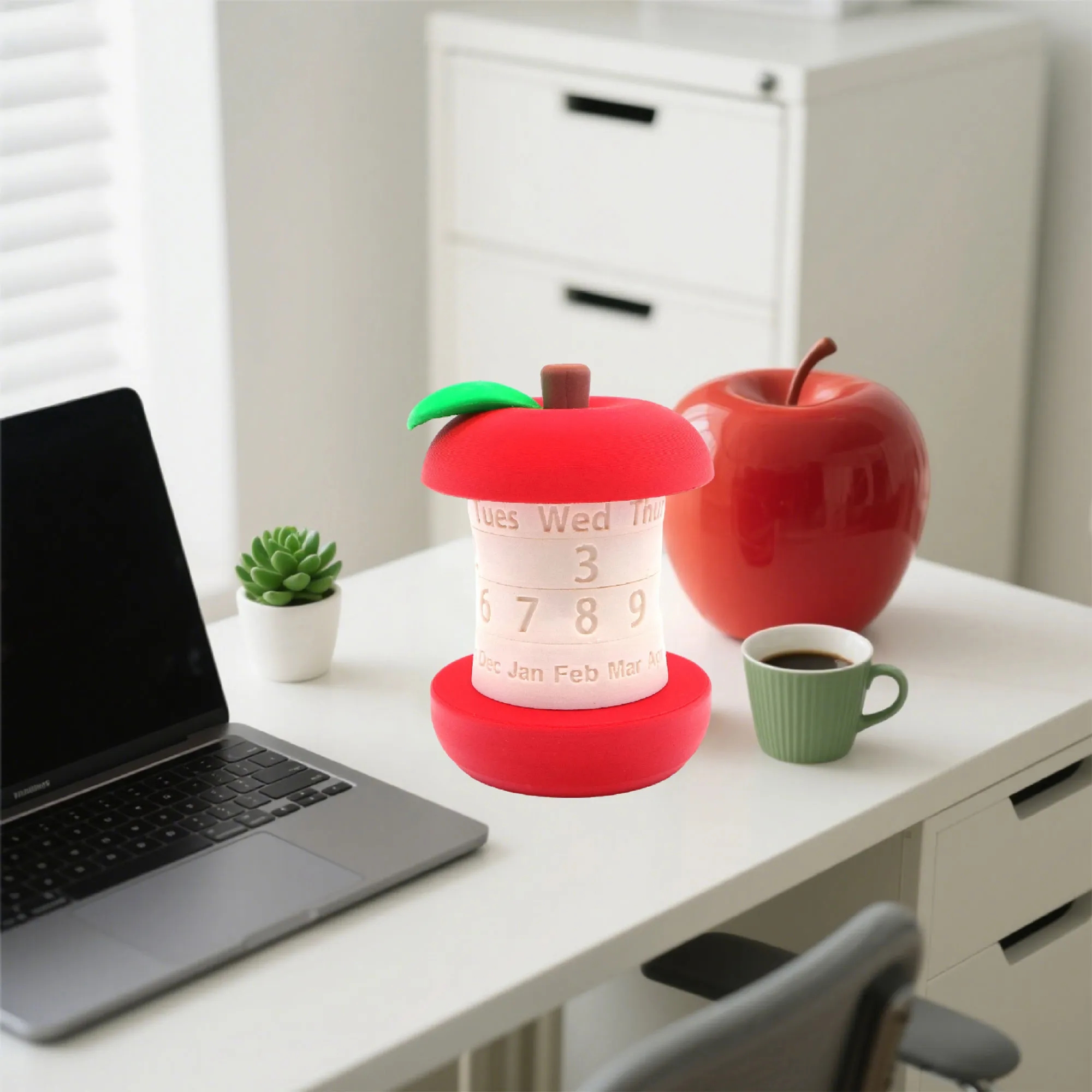 Creative Rotating Apple Perpetual Calendar Desk Decor Gift 1