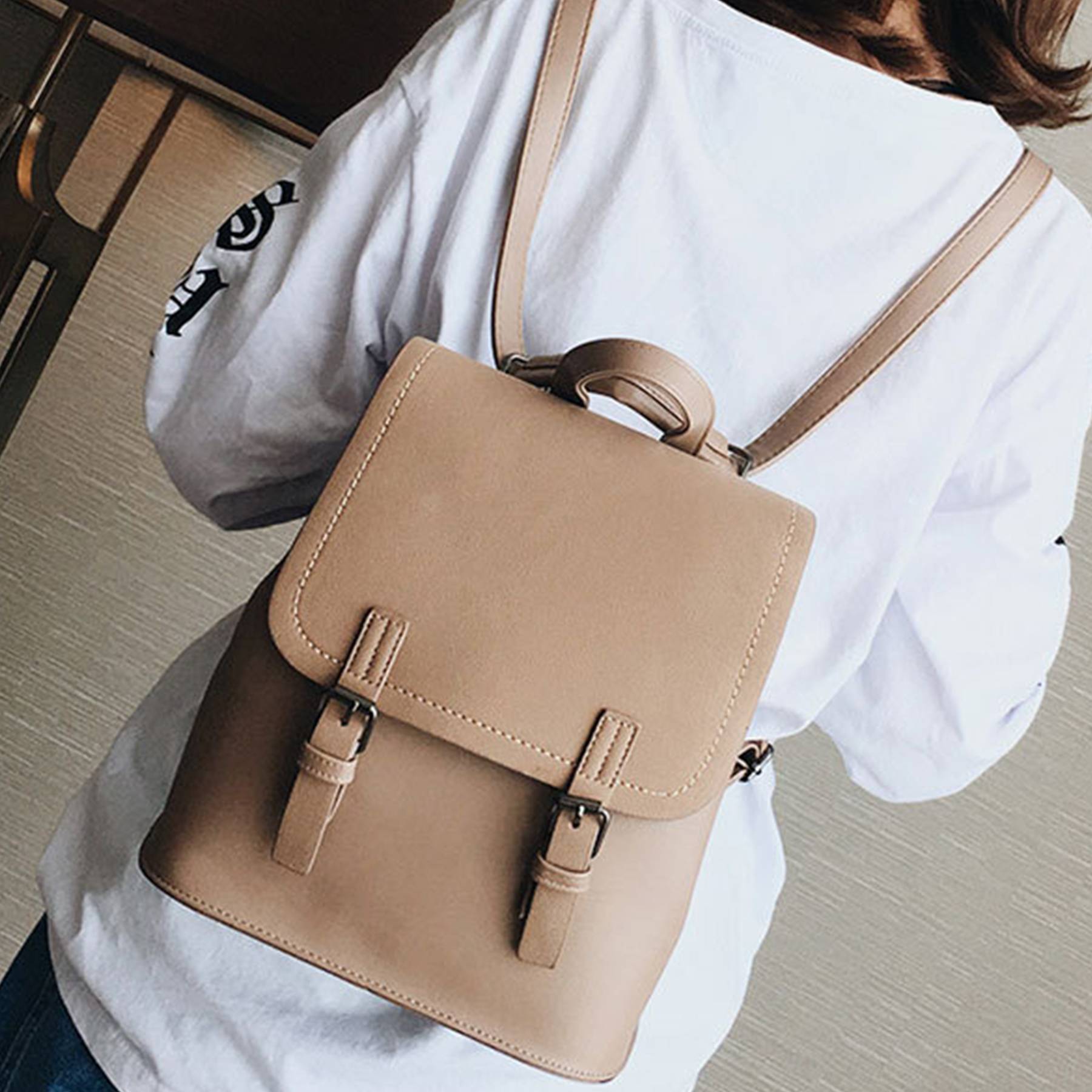 PU Leather Stylish Small Backpack Bag for Women 6