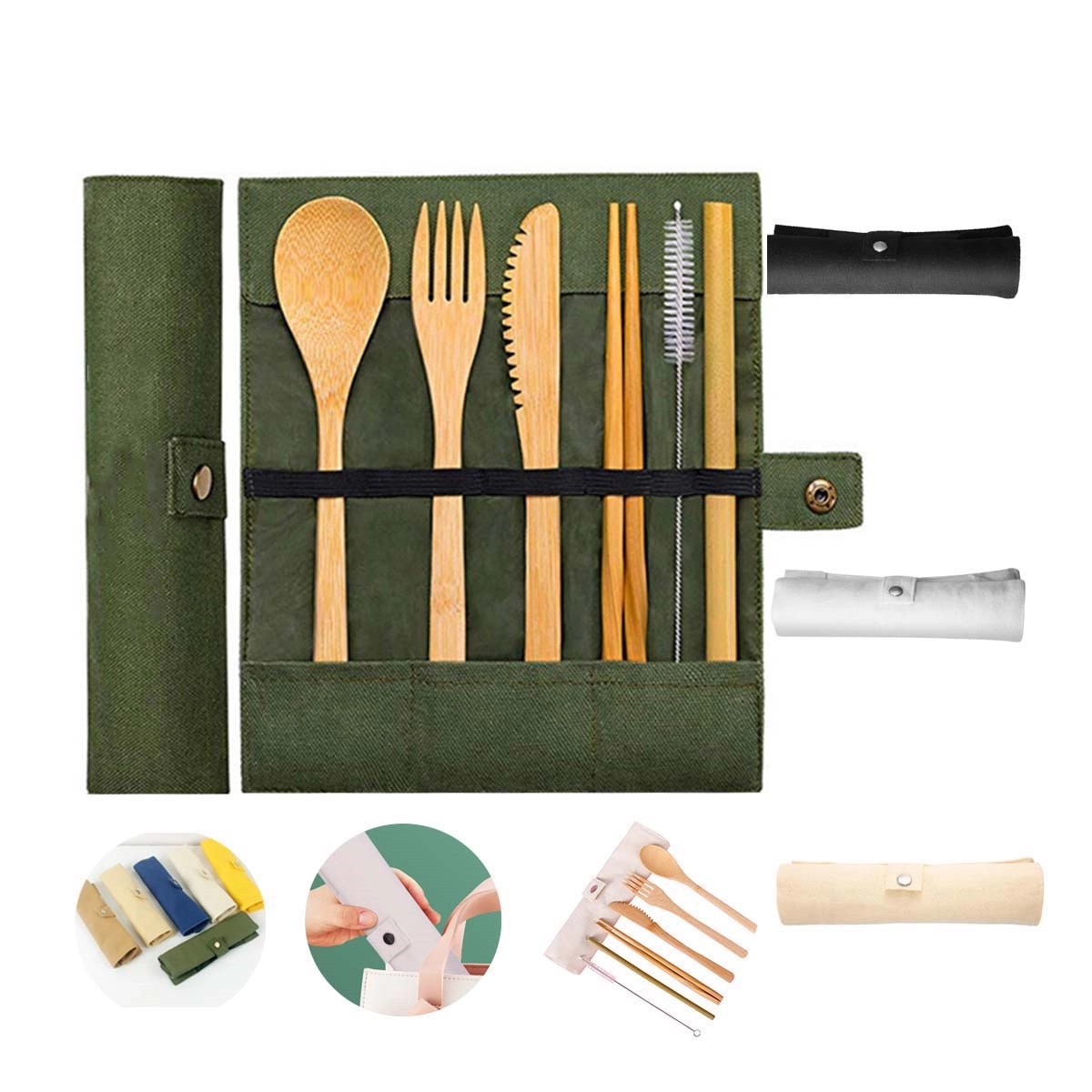 Bamboo Cutlery Bamboo Utensils Reusable Flatware Set 2