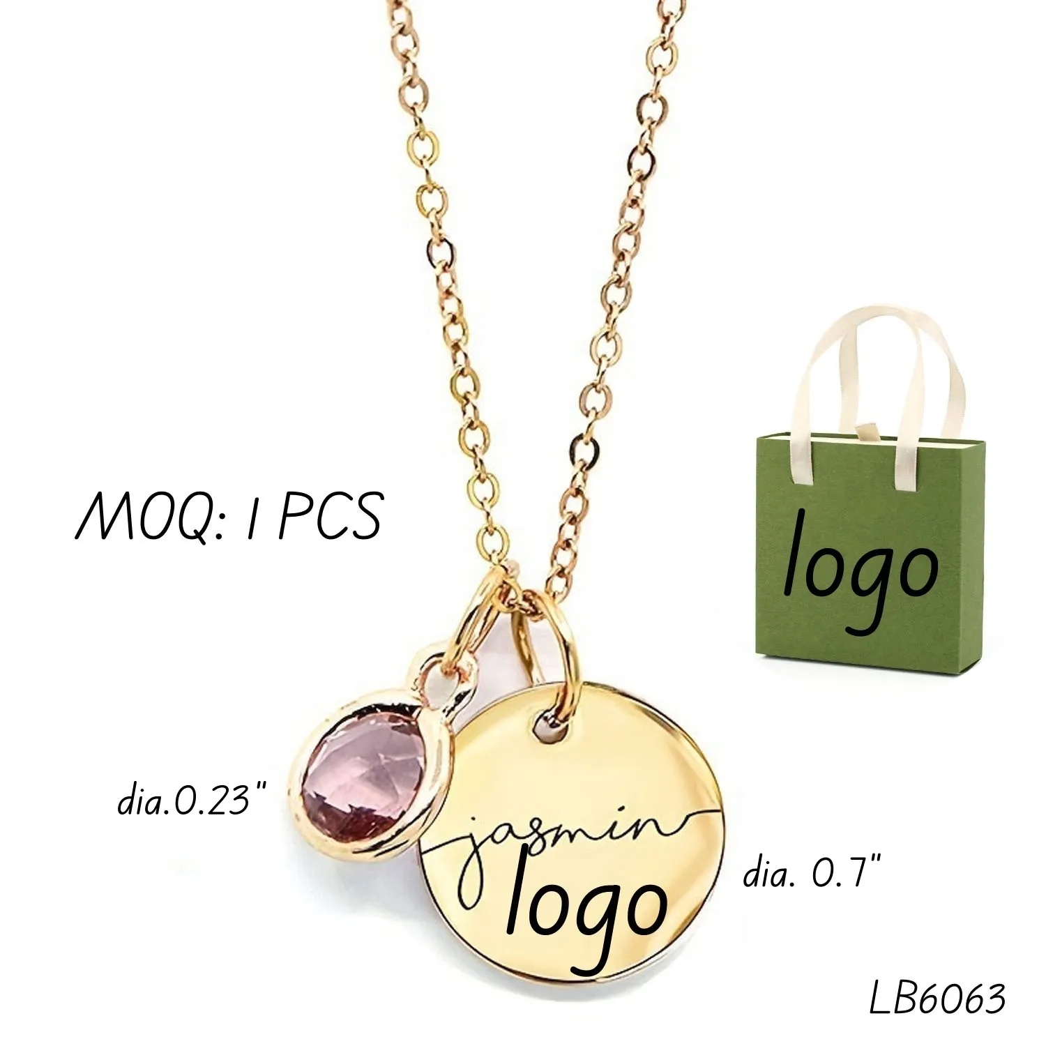 Personalized Name Necklace Gemstone with Birthstone Charm 2