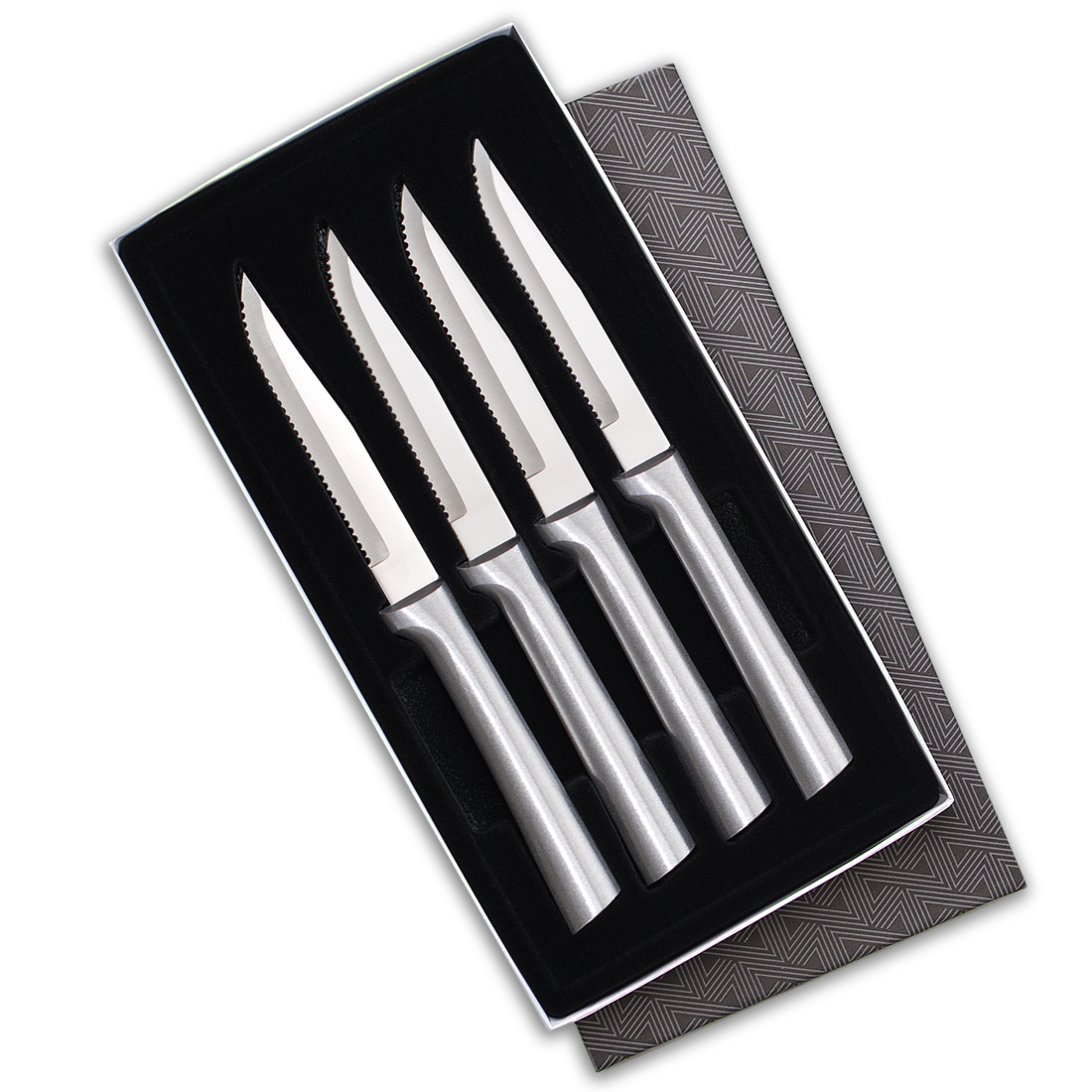 Four Serrated Steak Knives Gift Set w/Silver Handle 2