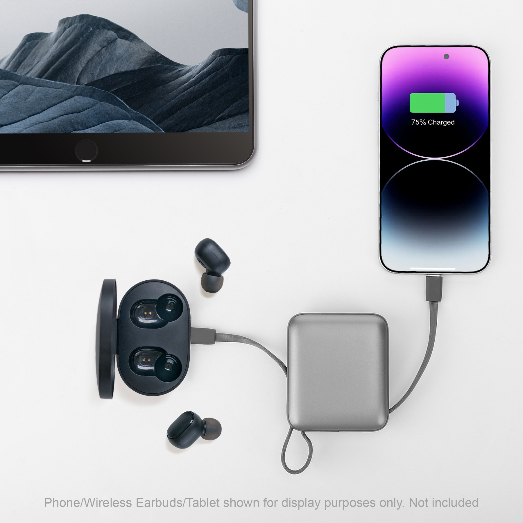 Cirtek® 10000mAh 20W PD Fast Charging Power Bank With Built-In Dual Cables 13