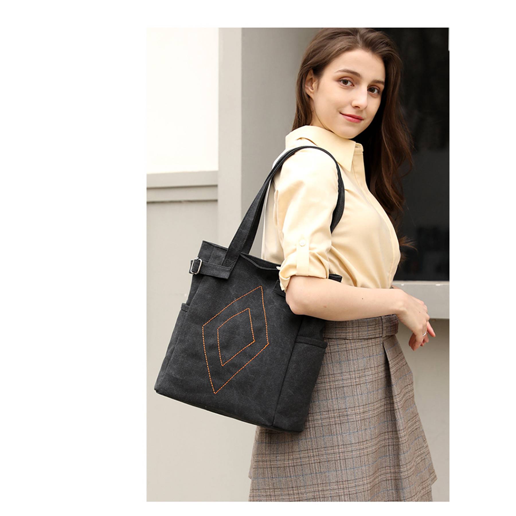 Large Capacity Canvas Shoulder Tote Bag for women, custom tote bag with logo imprint 6