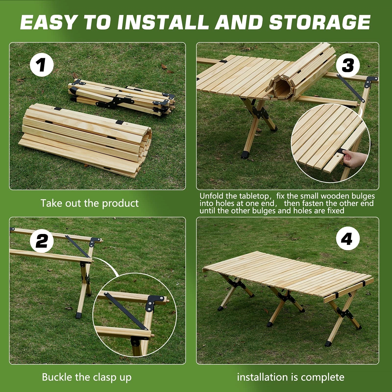 Folding Wooden Travel Camping Table 4