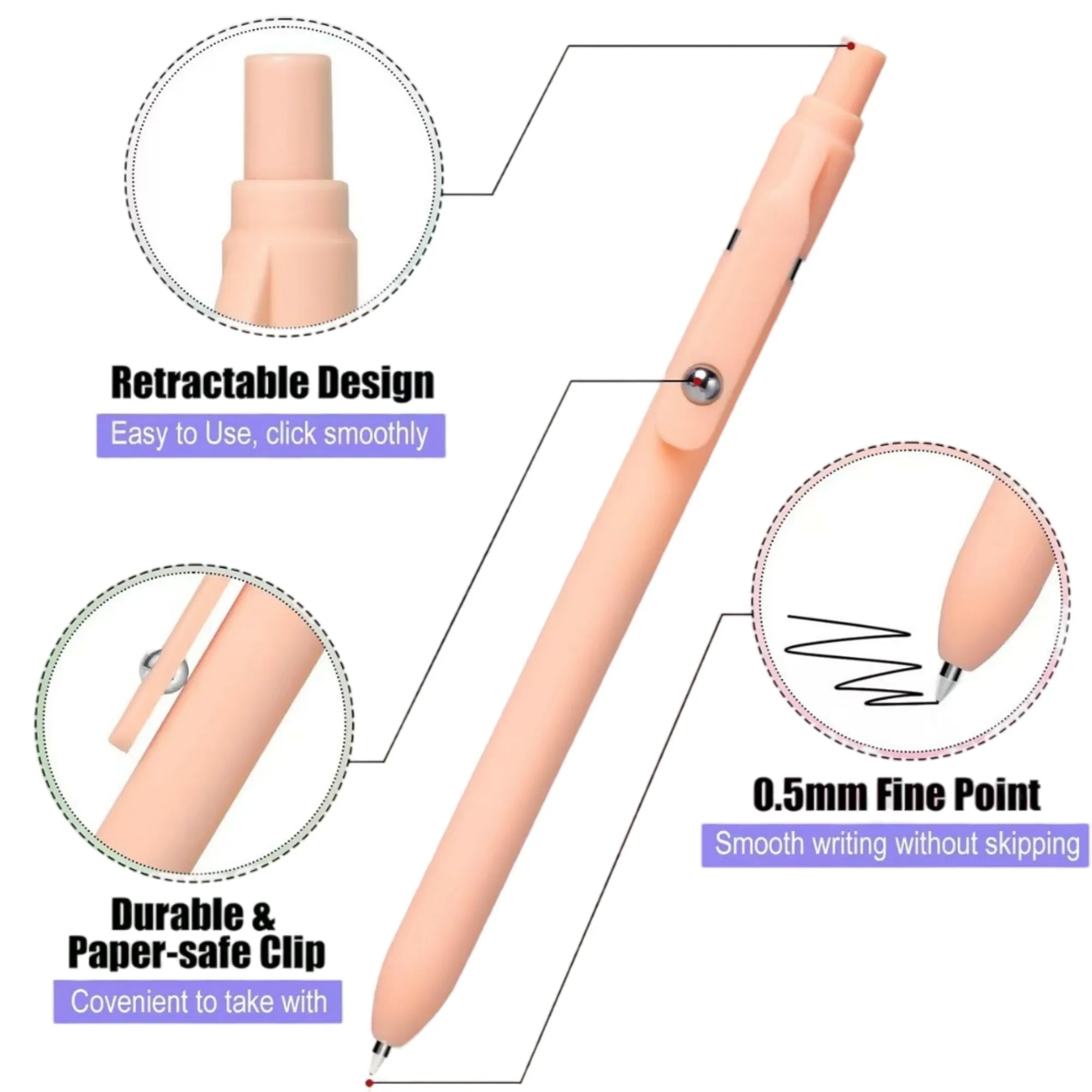 Macaron Colored Click & Roll Gel Pens 15