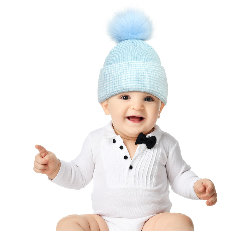 Stripe Pom Beanie With Cuff 3