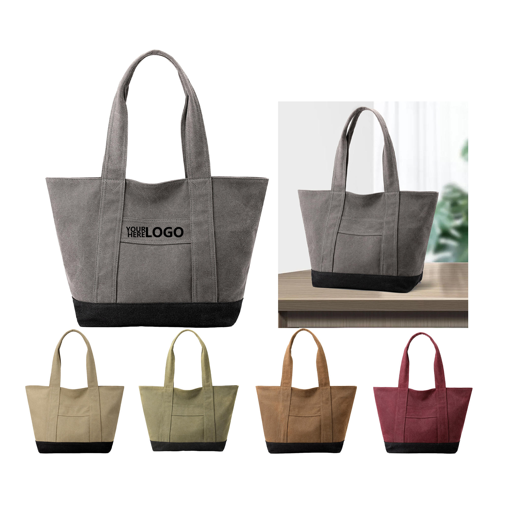 16oz Canvas Clash Color Tote Bag 2