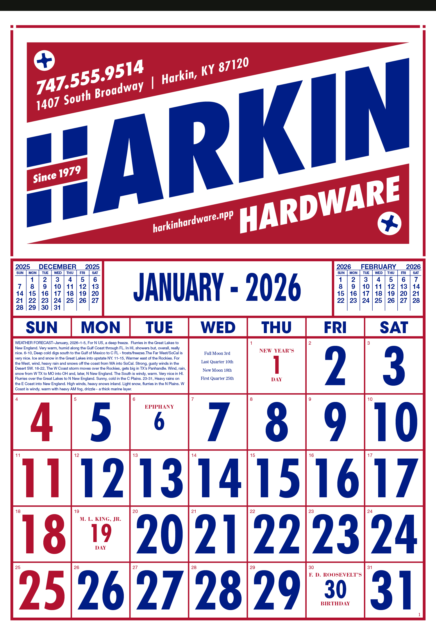 Skinner & Kennedy® Commercial 12-Sheet Calendar 2