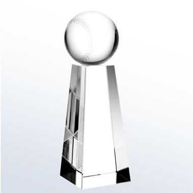 Optical Crystal Champion Baseball Trophy - Small 2
