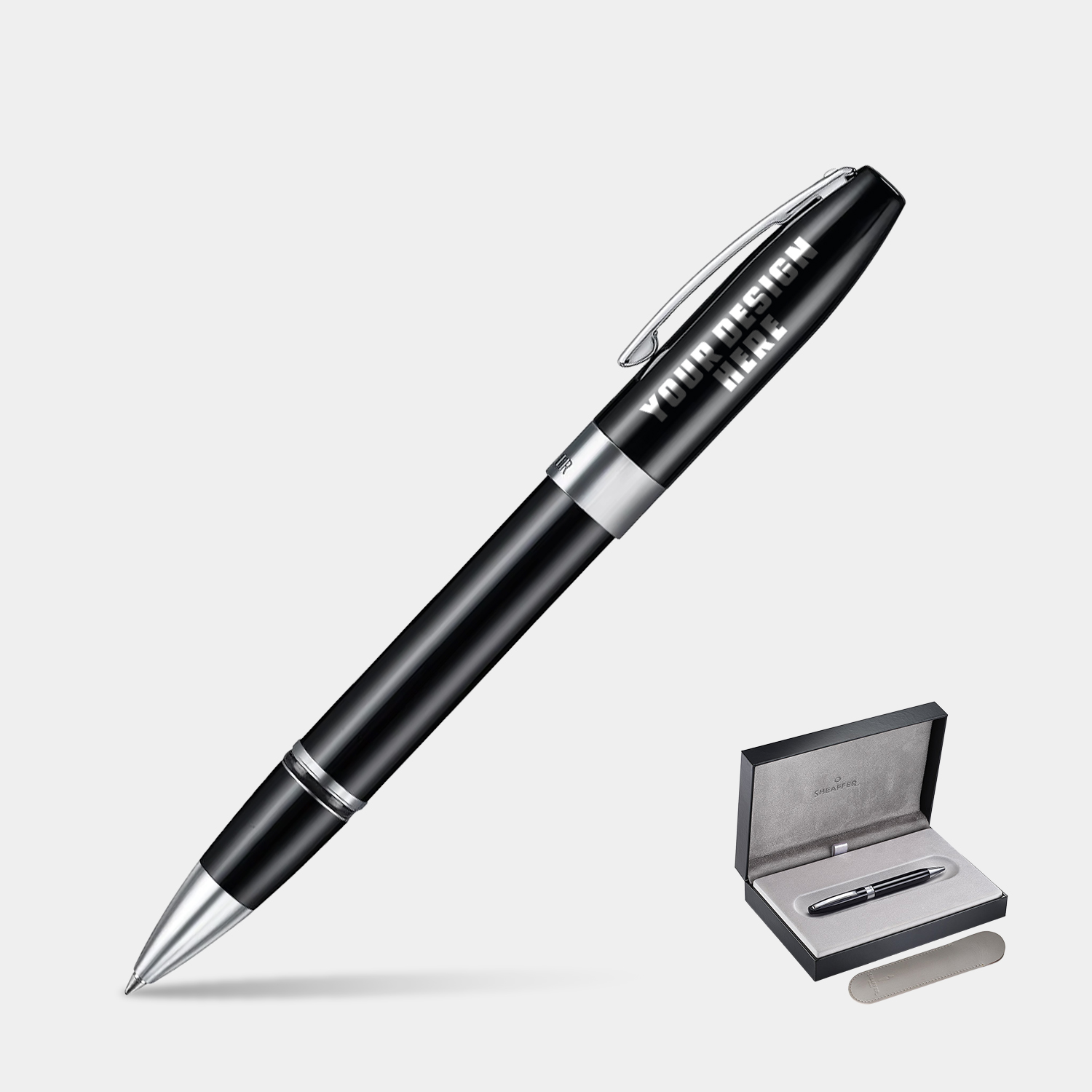 SHEAFFER® Legacy 9064 Glossy Black Chrome-Plated Trims Rollerball Pen w/ Gift Box 6