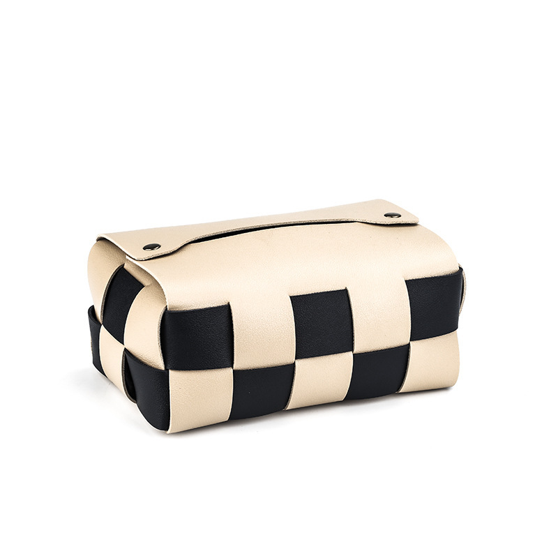 Modern Woven Pu Leather Tissue Box Holder 4