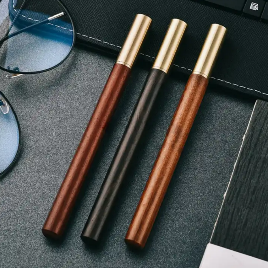 Wooden Rollerball Pen With Brass Cap 2