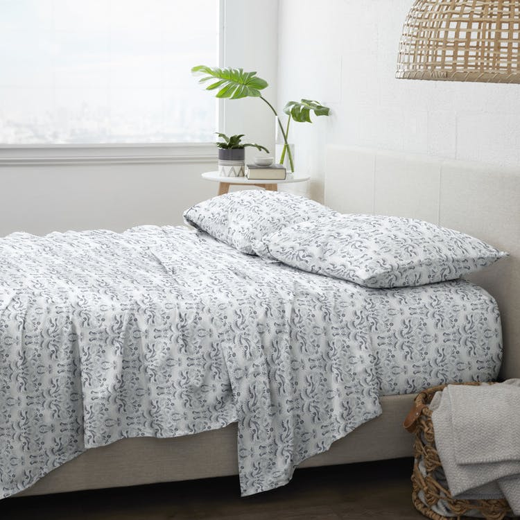 Premium Bed Sheets - Gray Garden Queen 4 Set 1