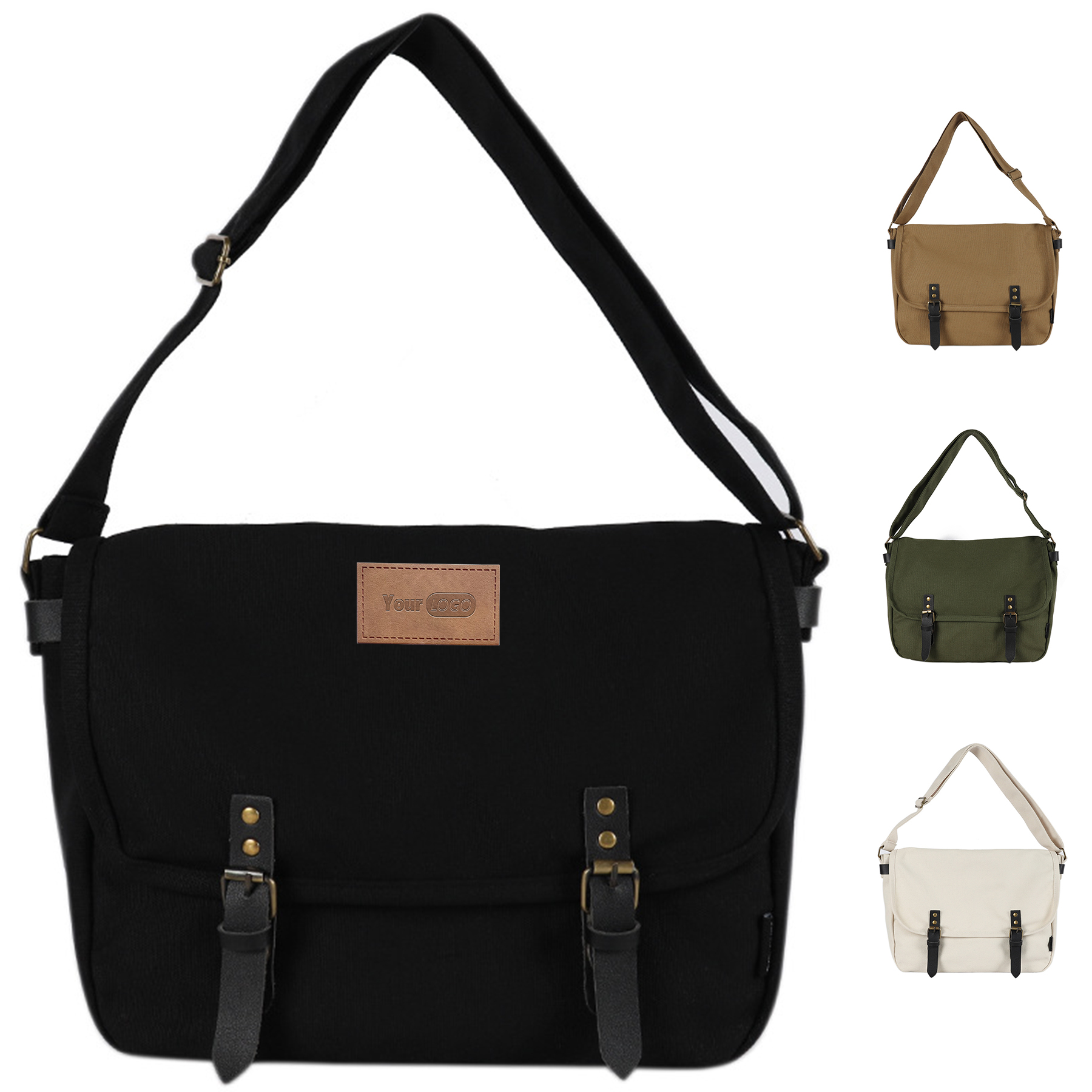 Canvas Large capacity vintage postman shoulder bag 1