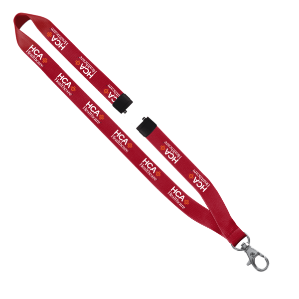 3/4" Polyester Lanyard with Sewn Silver Metal Split-Ring 146