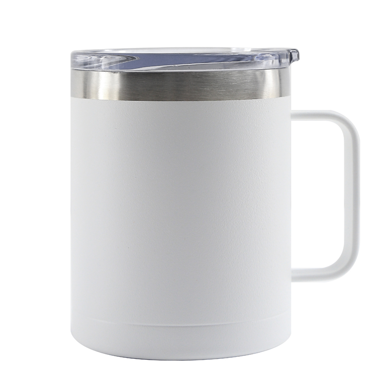 14 Oz. Summit Double Wall Stainless Steel Vacuum Insulated Campfire Mug (White)