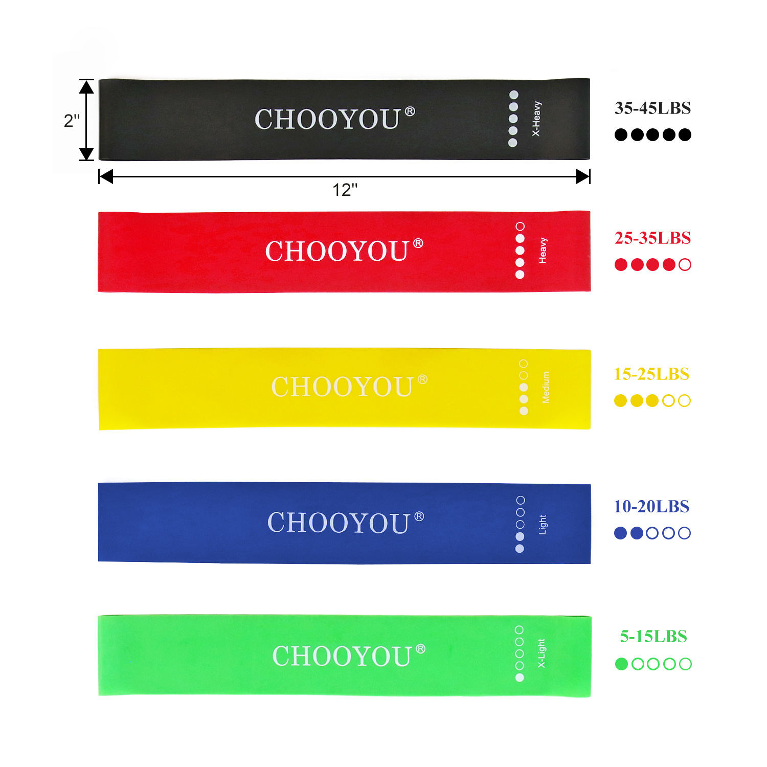 5pcs Set Rubber Loop Band Booty Resistance Bands 4