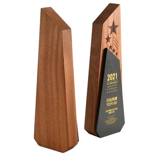 Solid Wood Crystal Trophy 4