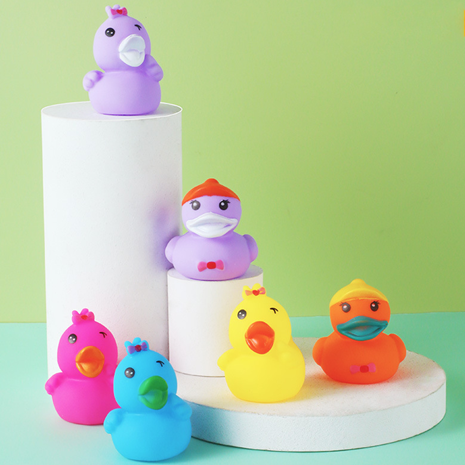 Ring Duck Float Decoration Children Bath Pinch Called Toys 4