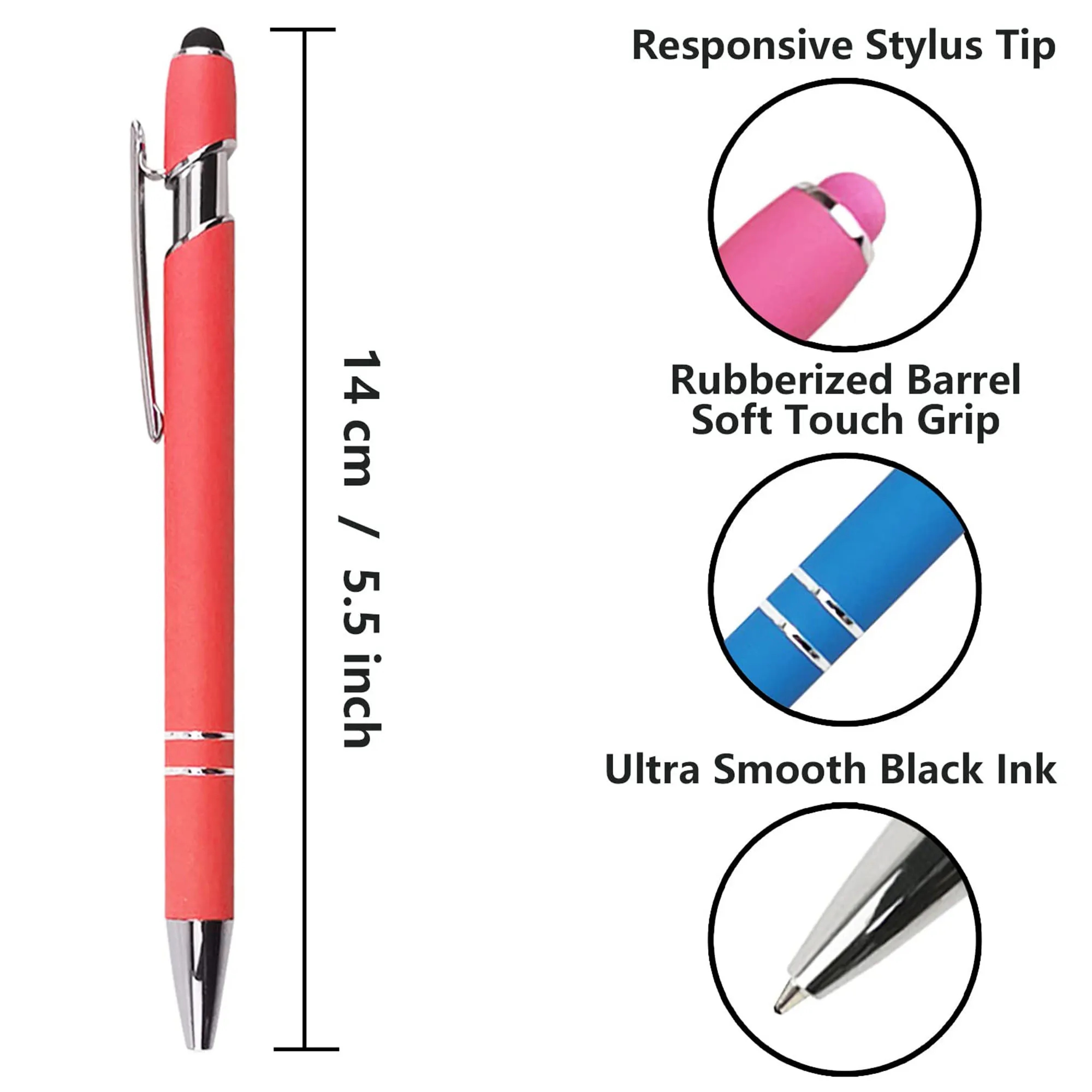 Customizable Aluminum Stylus Ballpoint Pen - 5.5" 1