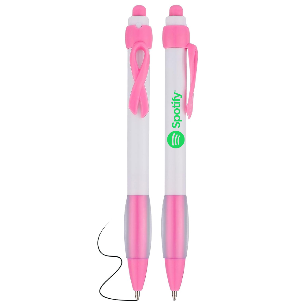 Breast Cancer Pen With Ribbon Clip Ball Pen 12