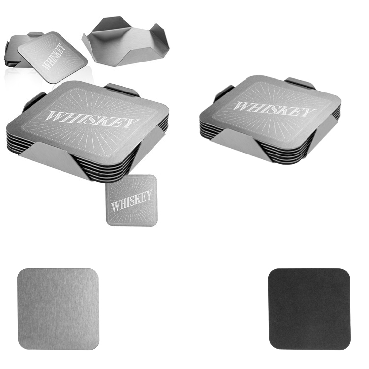 6 Piece Square Coaster Set with Stand 4