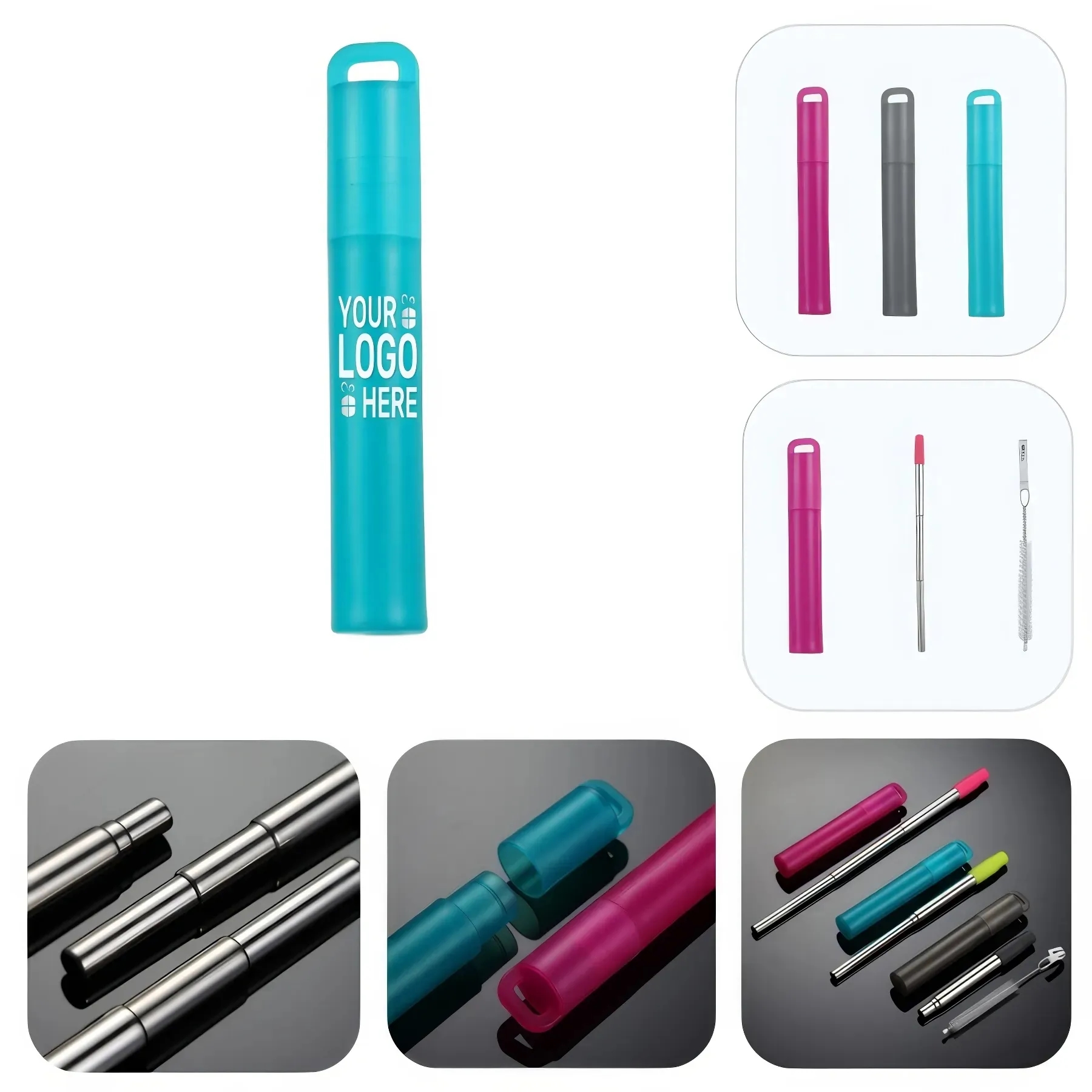 304 Telescopic Straw Silicone Tip Plastic Storage Box 5