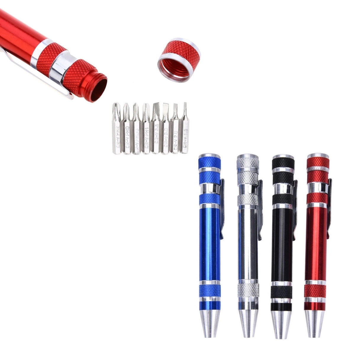 8 In 1 Aluminum Pen-Style Tool Kit 2