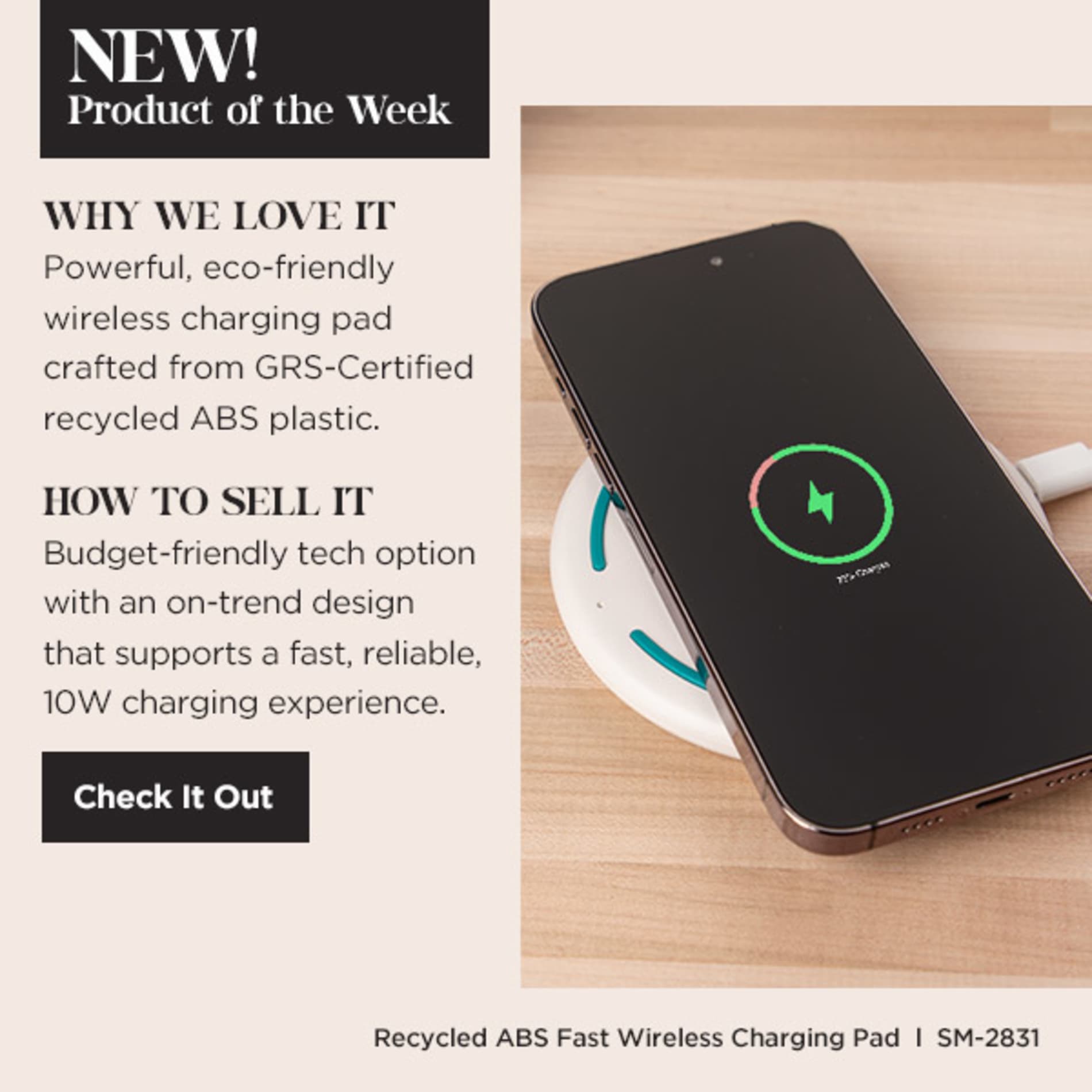 Recycled ABS Fast Wireless Charging Pad 58