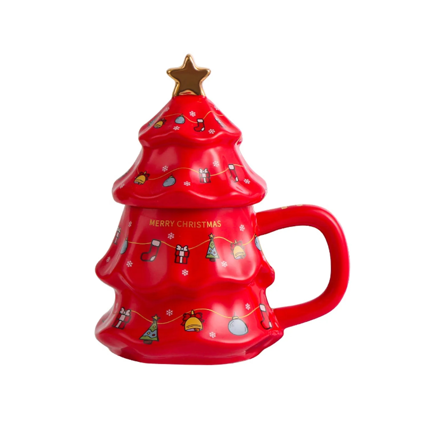 Christmas Tree Ceramic Mug with Lid 5
