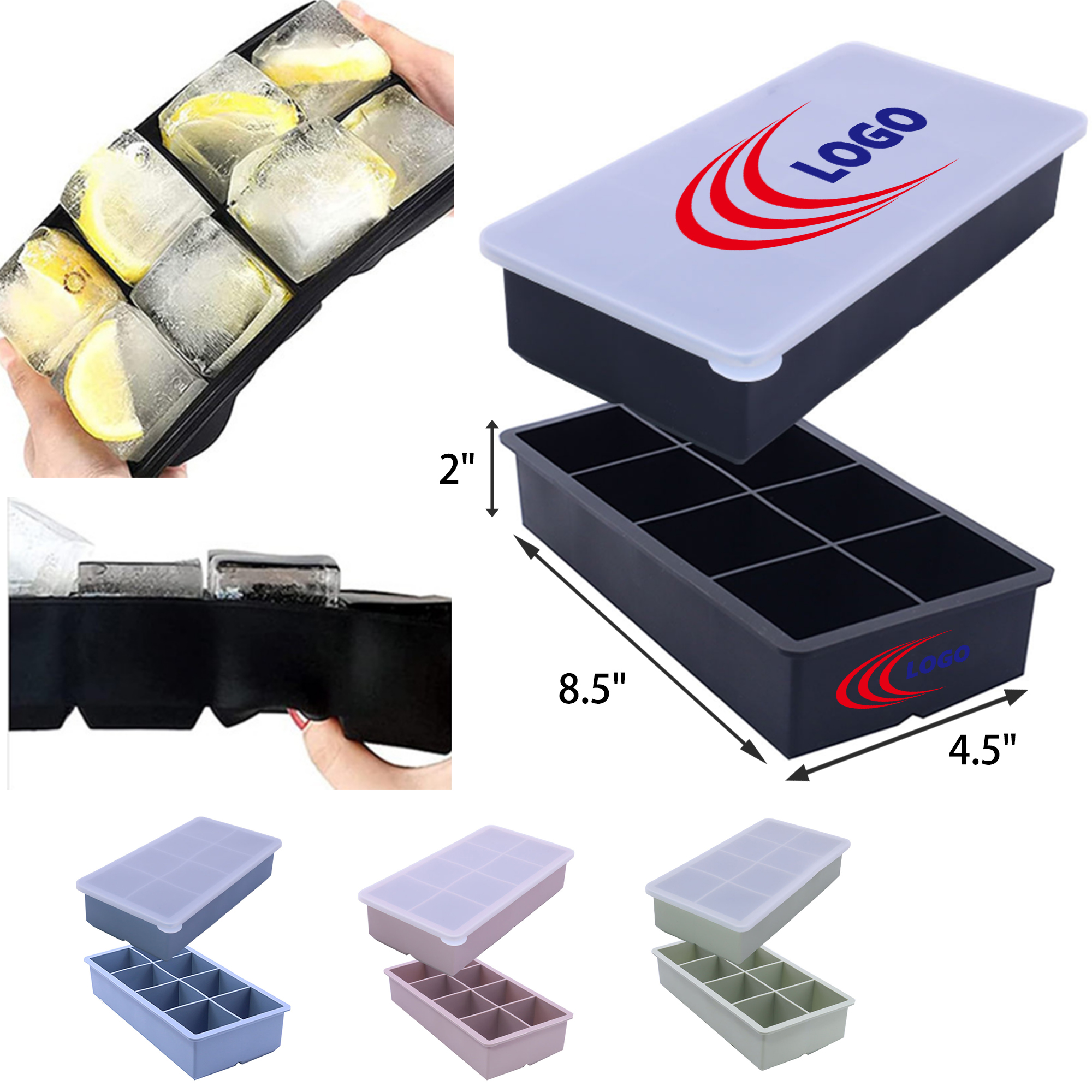 MOQ 50 PCS Durable Silicone Square Shaped Ice Tray 5