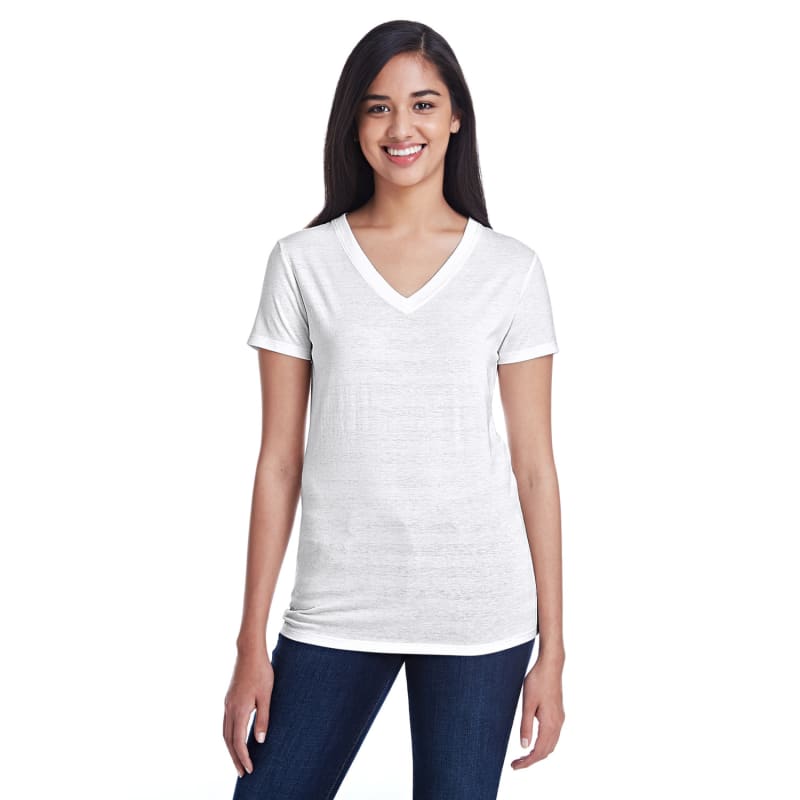 Threadfast Apparel Ladies' Invisible Stripe V-Neck T-Shirt 3