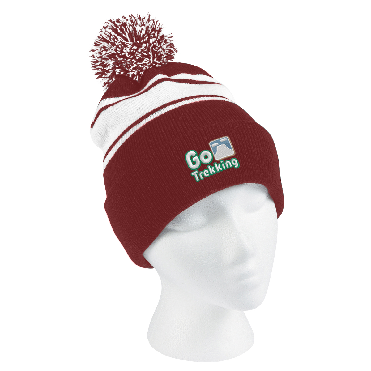 Two-Tone Knit Pom Beanie With Cuff 28