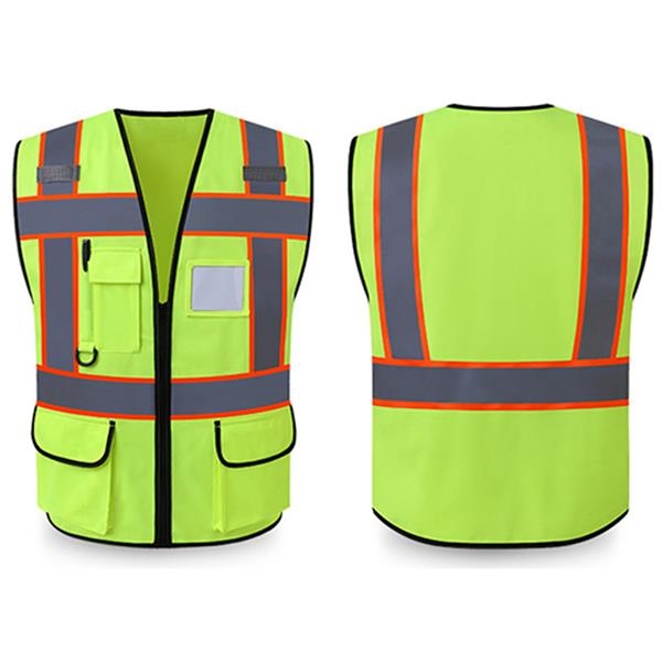 Highlight Reflective Strips Safety Vest Pocket Zipper 3