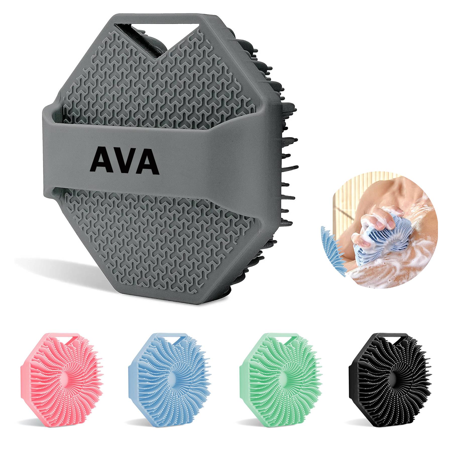 Polygonal Silicone Bath Brush 2