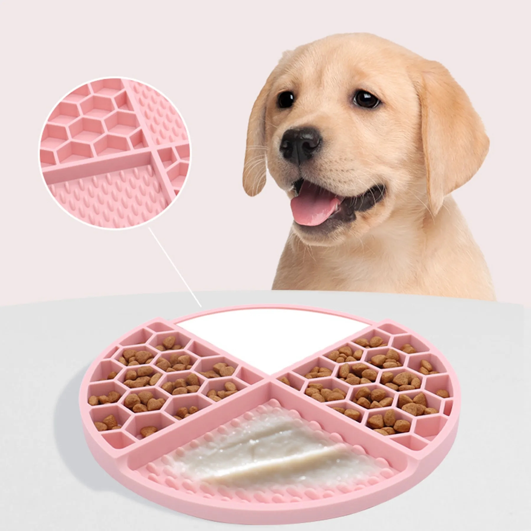 Round Honeycomb Silicone Slow Feeding Pet Lick Mat 4
