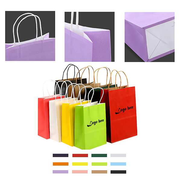 MOQ50 Coloured Kraft Paper Tote Bag For Eco-Friendly Promo 2