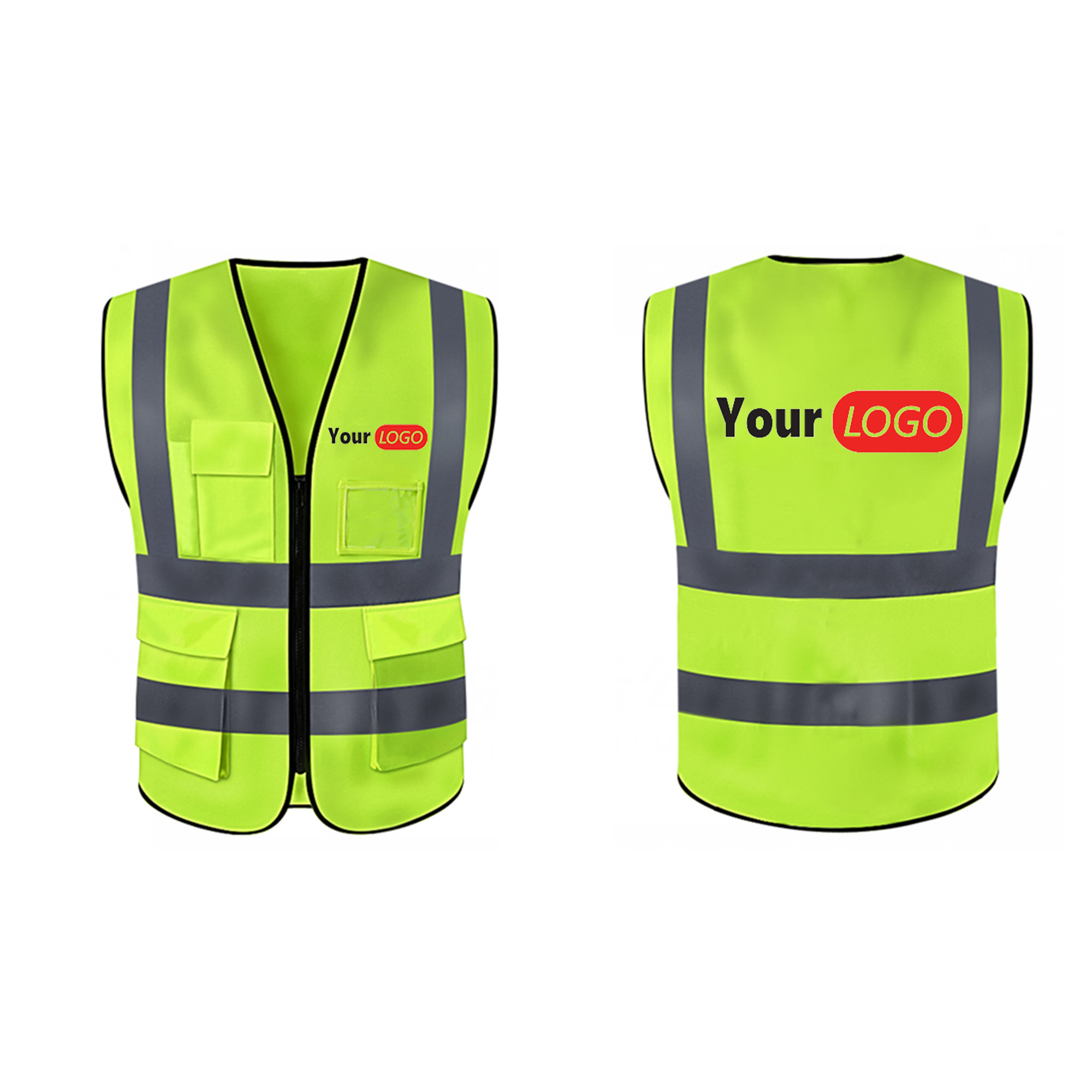 Vest with Reflective Strips, Zipper Front, and Pockets 2