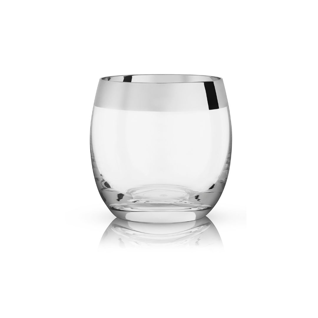 Viski® Chrome Rim Crystal Tumbler, set of 2 8