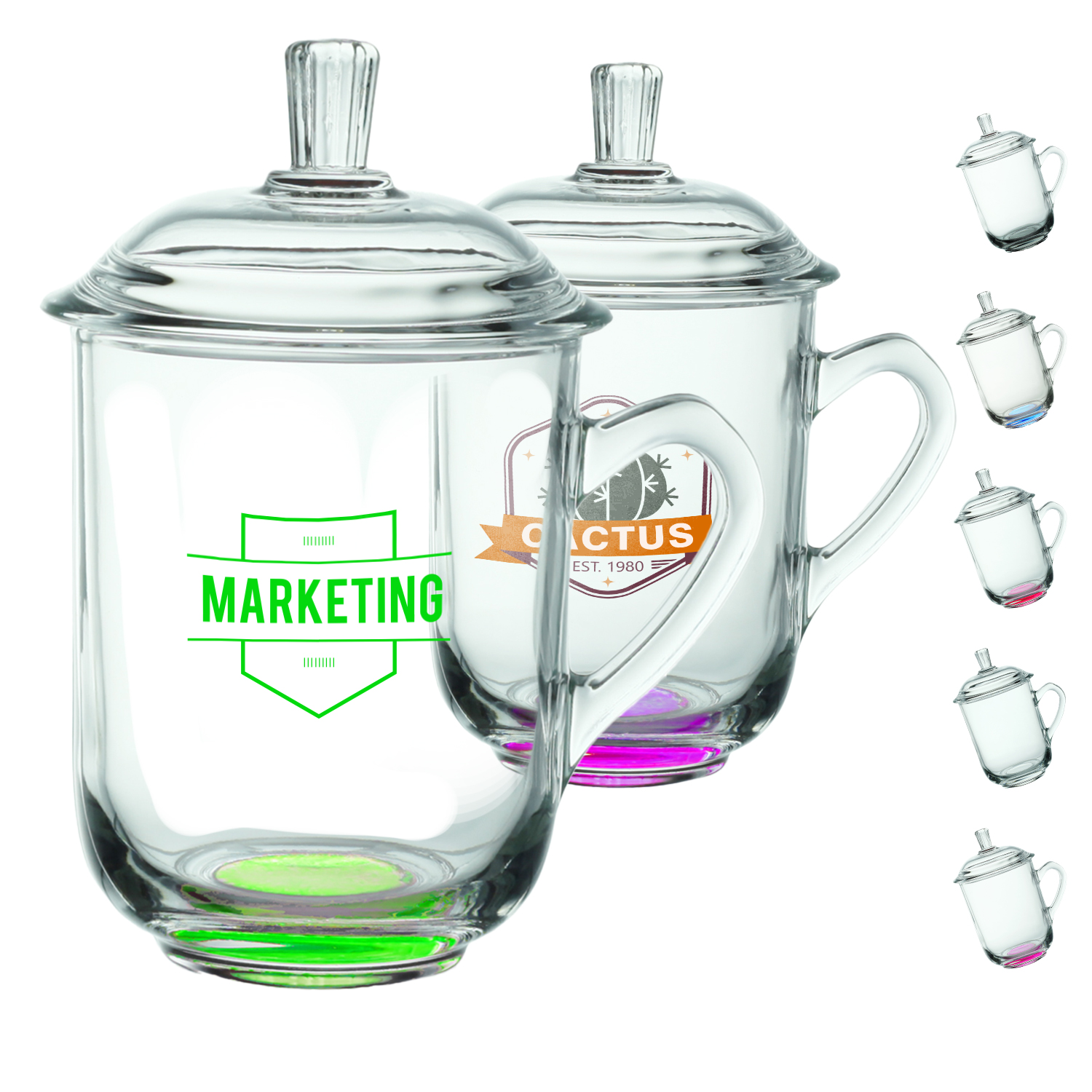 13 oz. Glass Coffee Mugs with Lids 2