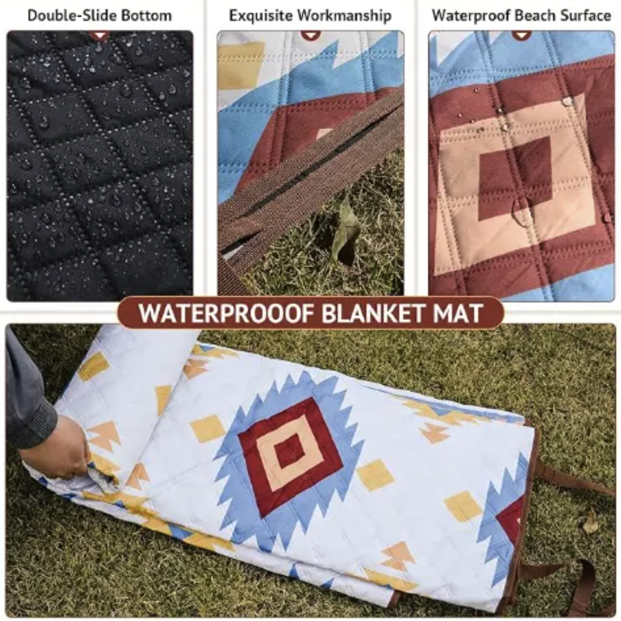 Picnic Blanket Extra Large Waterproof and Foldable Beach Blanket 4