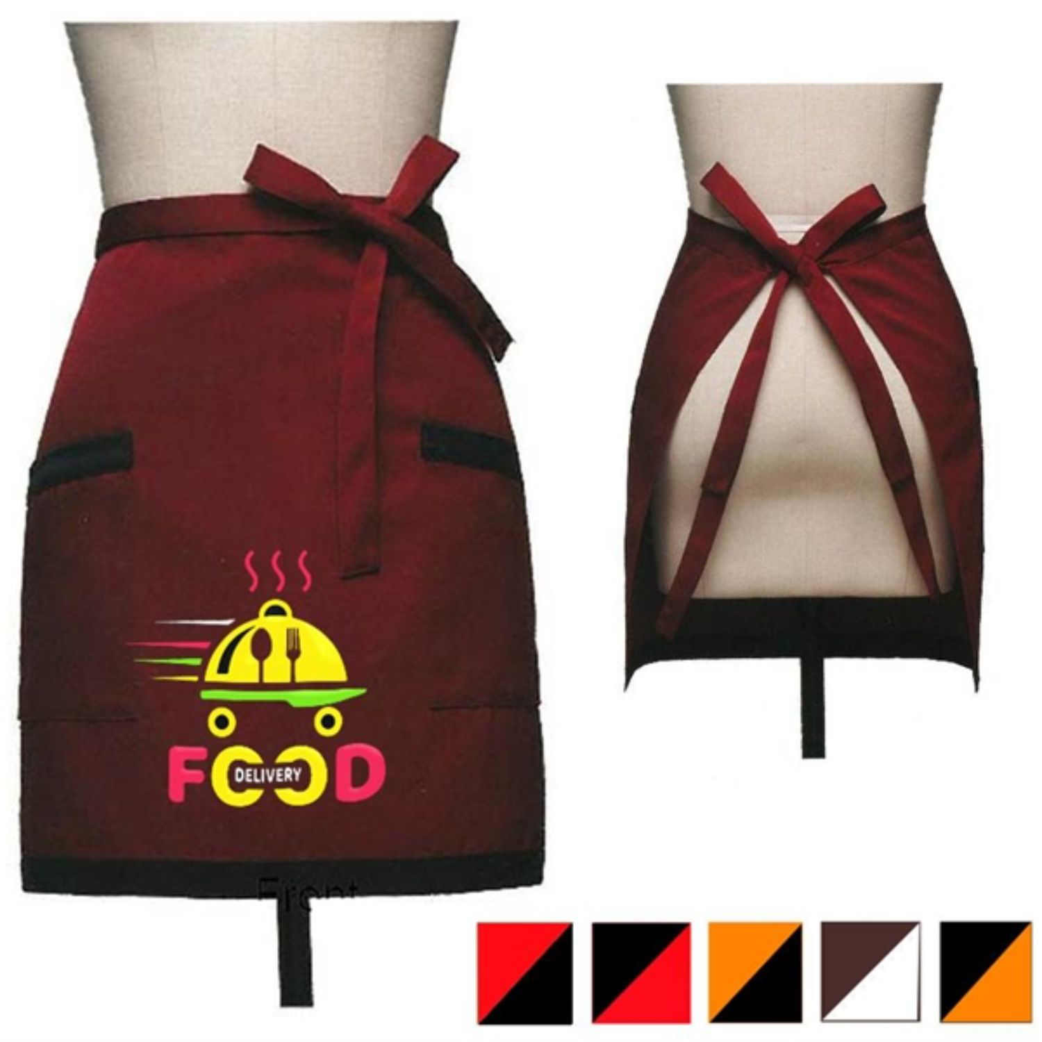 12 oz. Woven Waist Apron w/ Color trimmed bottom & 2 pockets 2