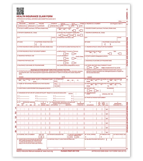 Claim Forms, Insurance, CMS-1500 Laser Sheet 2