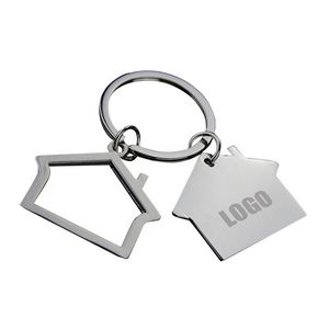Alloy Dual House Shaped Keychain 1